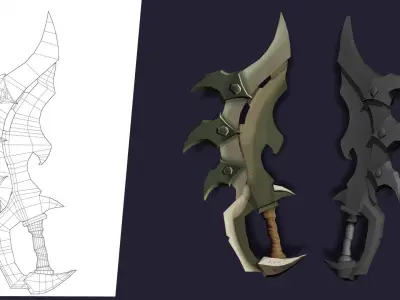 pack of 10 low poly fantasy weapons Low-poly 3D model
