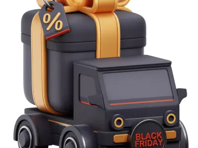 Gift Delivery Truck 3D Icon Low-poly 3D model