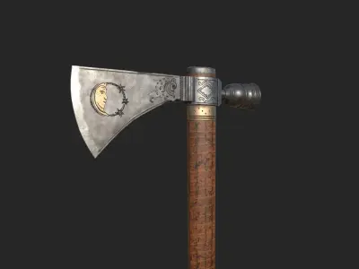 Engraved Pipe Tomahawk PBR Game Ready Weapon 4K Textures  Low-poly 3D model