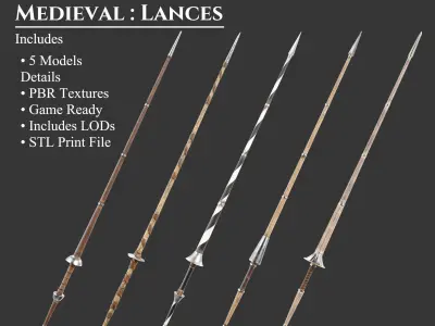 Medieval Collection Weapons Lances 3D Model Pack