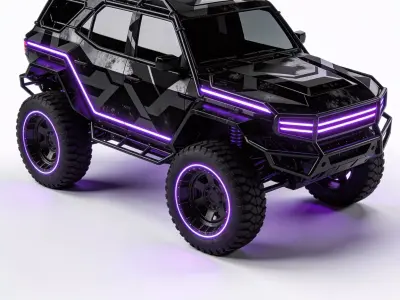 Cyberpunk Neon Tactical SUV Scout Low-poly 3D model