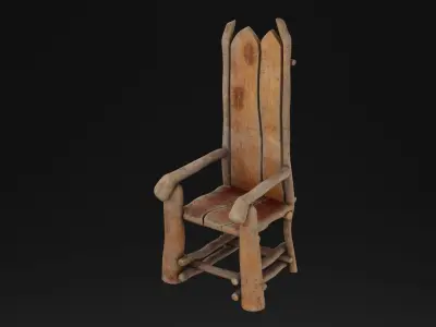 Wooden TreeLog Chair Low-poly 3D model