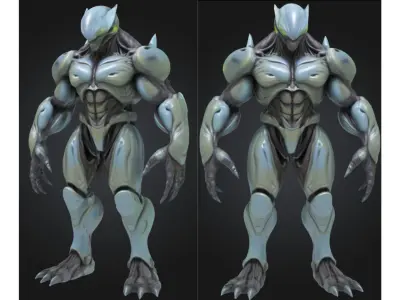 Stylized Alien Brute Armored Guardian Soldier Sci Fi Low-poly 3D model