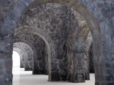 Old castle wall part A Low-poly 3D model