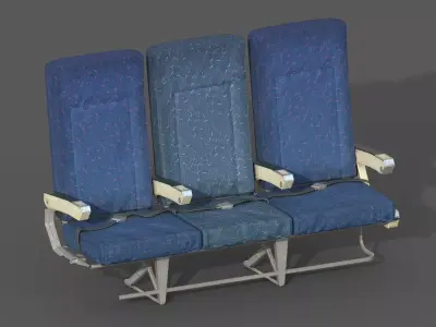 Old Airline Seats Low-poly 3D model
