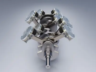 Animated V8 Engine 3D model