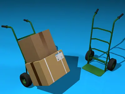 Barrow two boxes and hand truck 3D model