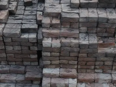 Crumbling Brick Wall Low-poly 3D model