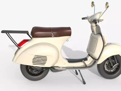 Classic Vintage Vespa Scooter - Cream  3D model