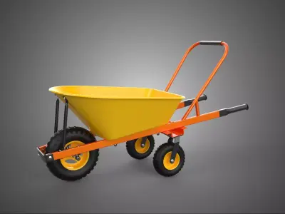 THREE CASTER WHEEL TIRE WHEELBARROW PUSH TIP STURDY BARROW 3 KIT 3D model