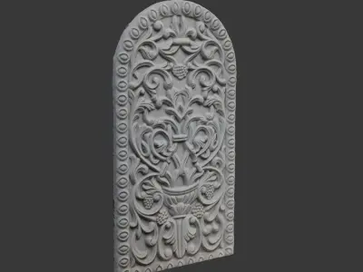 Decorative Stone Relief Panel Scan Low-poly 3D model