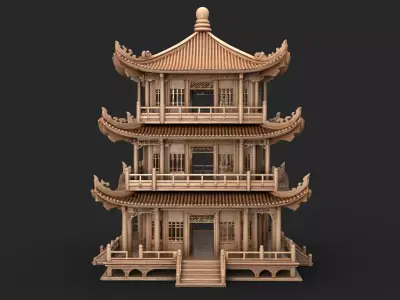 Eastern Pagoda High Detail 3D model