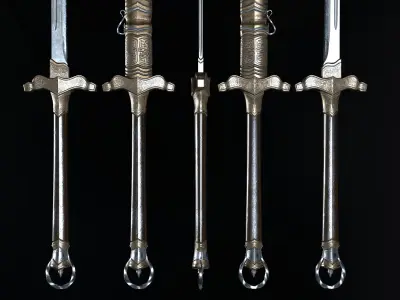 Long Sword Melee Weapon Low-poly 3D model