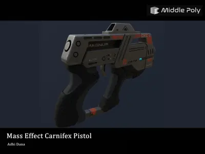 Mass Effect  Carnifex Pistol  Free low-poly 3D model