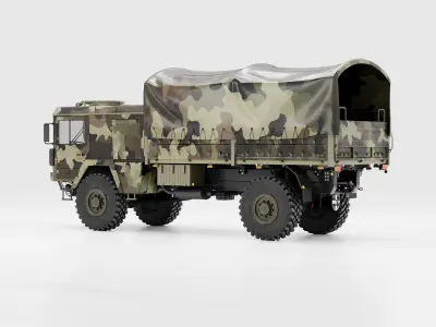 MAN KAT1 Rheinmetall 4x4 Flat Bed - Tent 3D model