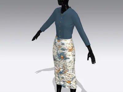 Woman Cloth Dress Low-poly 3D model