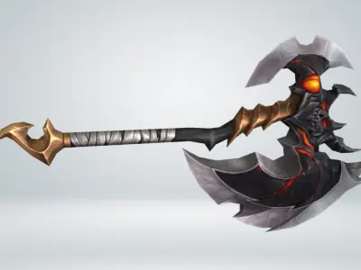 Futuristic Axe Low-poly 3D model 6