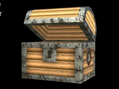 Pirate Wood Treasure Chest Low-poly 3D model
