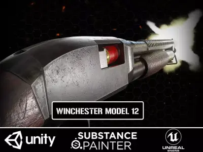 Winchester Model 12  Low-poly 3D model