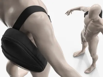 Ergonomic Padel Racket Sling Bag on Mannequin Black 3D model