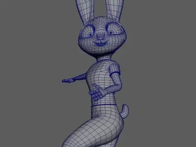 Cartoon Rabbit Rigged Base Mesh 3D Model Low-poly Low-poly 3D model