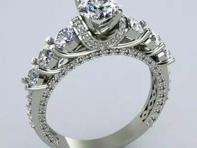 Ring diamond engagement gold 3D print model purchase