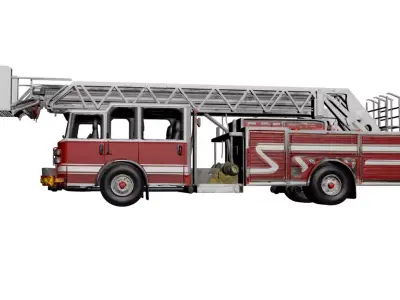 Modern Ladder Fire Truck 3D Model Aerial Rescue Emergency  3D model