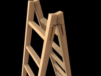 Wooden Stepladder Low-poly 3D model