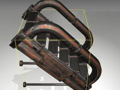 Futuristic Stairs - 9 - Rusty Textures Low-poly 3D model
