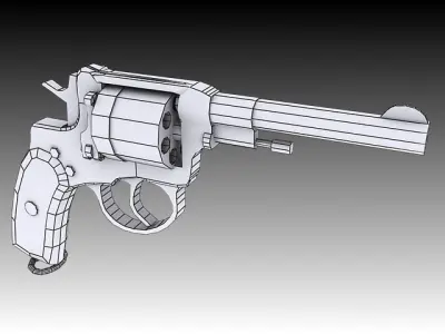 Nagant M1895 Revolver  Low-poly 3D model