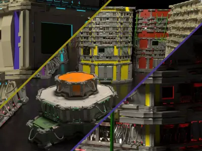 SCI FI Machinery and Crates 3D model