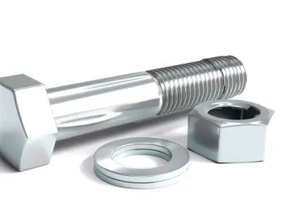 Bolt Nut And Washer Set 3D model 3D model
