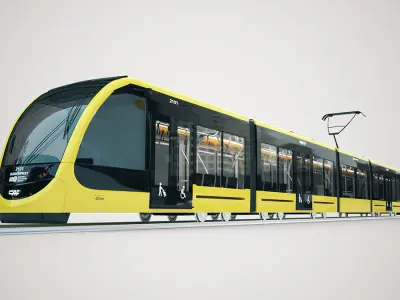 CAF Urbos tram 4k texture PBR ready Low-poly 3D model