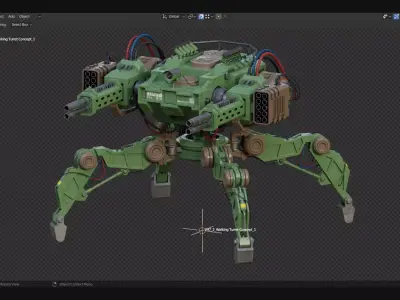 Walking Turret Concept-1-All Colors 3D Model Pack