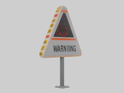 Heavy Impact Warning Sign model Low-poly 3D model