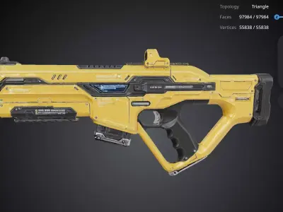 Futuristic Yellow Gun 3D model 3