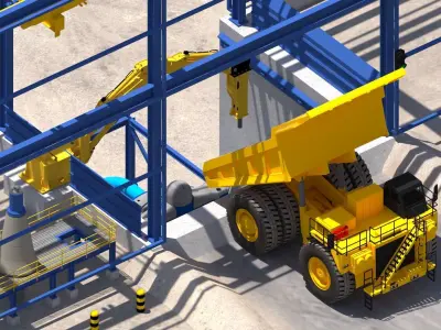 Crushing Plant Low-poly 3D model