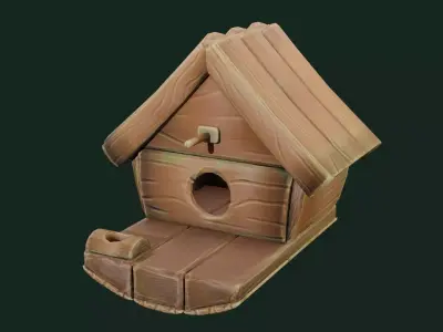 Stylized Bird House LOW POLY Low-poly 3D model