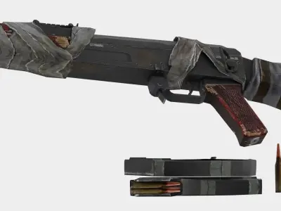 akm riffle Low-poly 3D model