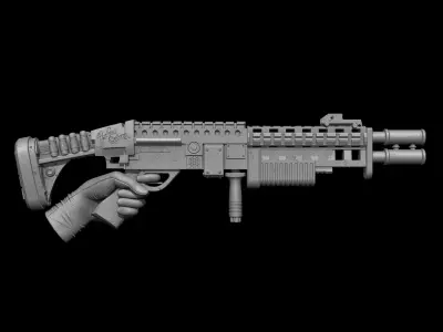 Gun with Hand 01 3D Model 3D print model purchase
