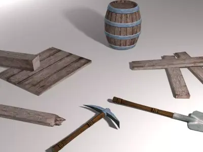 Mining items Low-poly 3D model