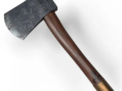 Axe Game Ready Model With Pouch and Hidden Knife  Low-poly 3D model