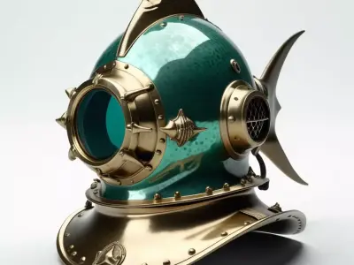 Steampunk Fish Deep Sea Helmet 3D model