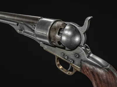 Colt Army Model 1860 Revolver  Low-poly 3D model