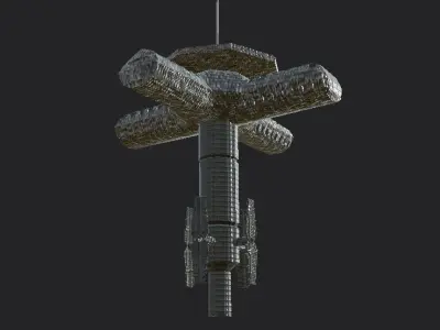 Sci-fi Tower Low-poly 3D model get