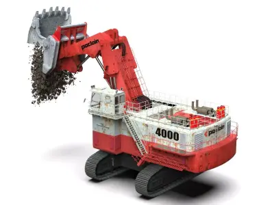 Poclain Hydraulic Mining Excavator On Site 3D model