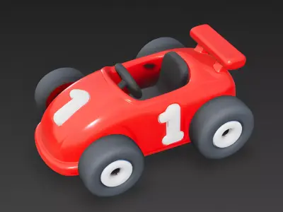 Speedy Number One Cartoon Race Car 3D Model Low-poly 3D model