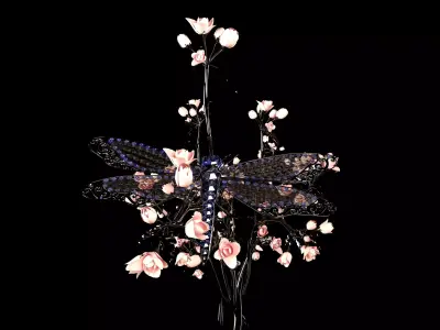 Free 3D model dragonfly on flower Free 3D model