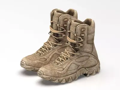 Tactical Desert Combat Boot Low-poly 3D model