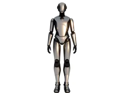 Polished Silver Minimalist Humanoid Robot 3D model